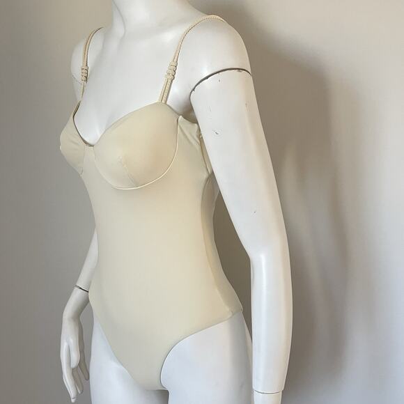 Zara 0167/030 Braided Strap One Piece Swimsuit Bathing Suit Size Small Cream - Picture 6 of 15